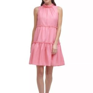 VINCE CAMUTO High Neck Sleeveless Tier
Dress in Pink